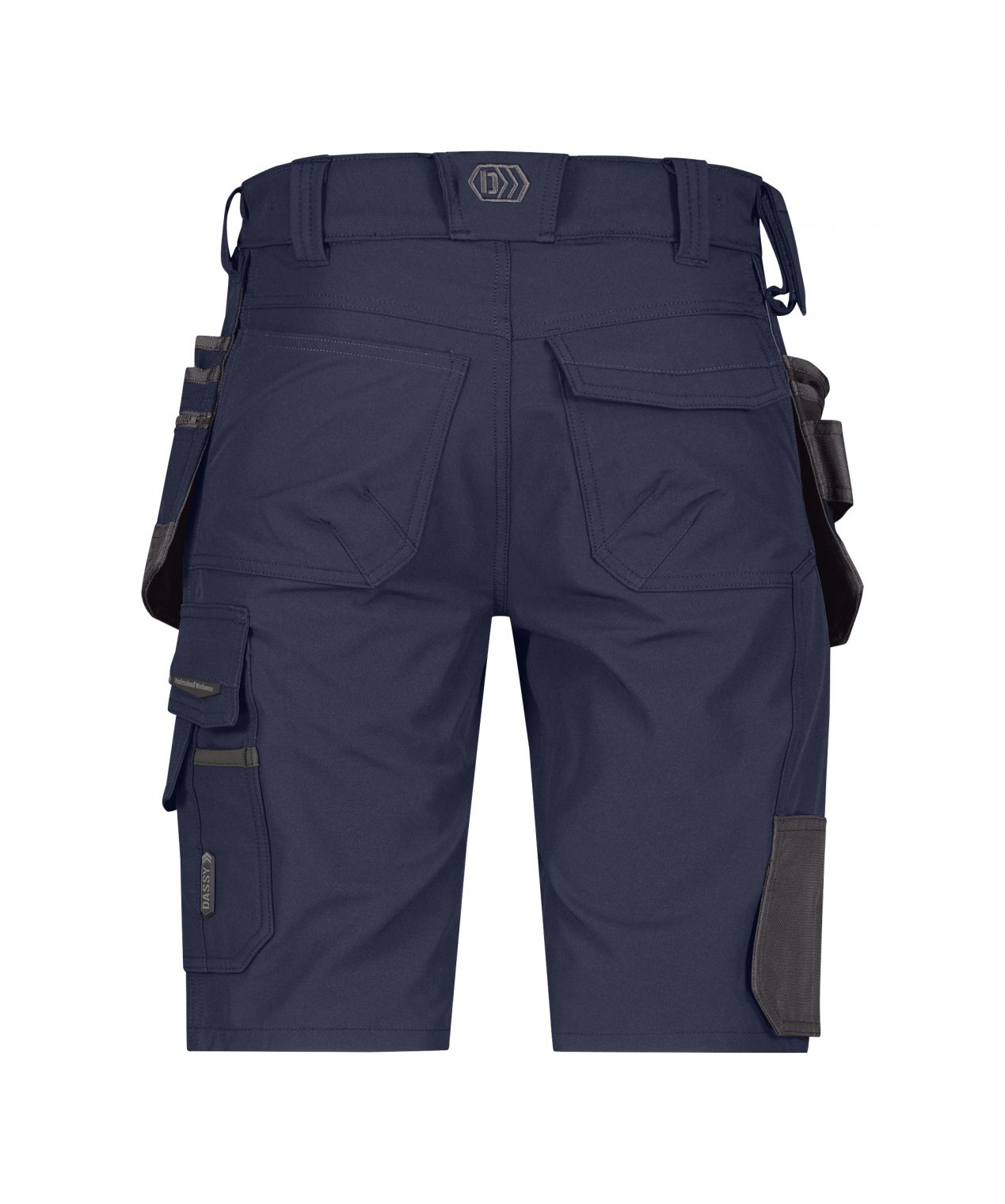 aurax stretch work shorts with holster pockets midnight blue anthracite grey back