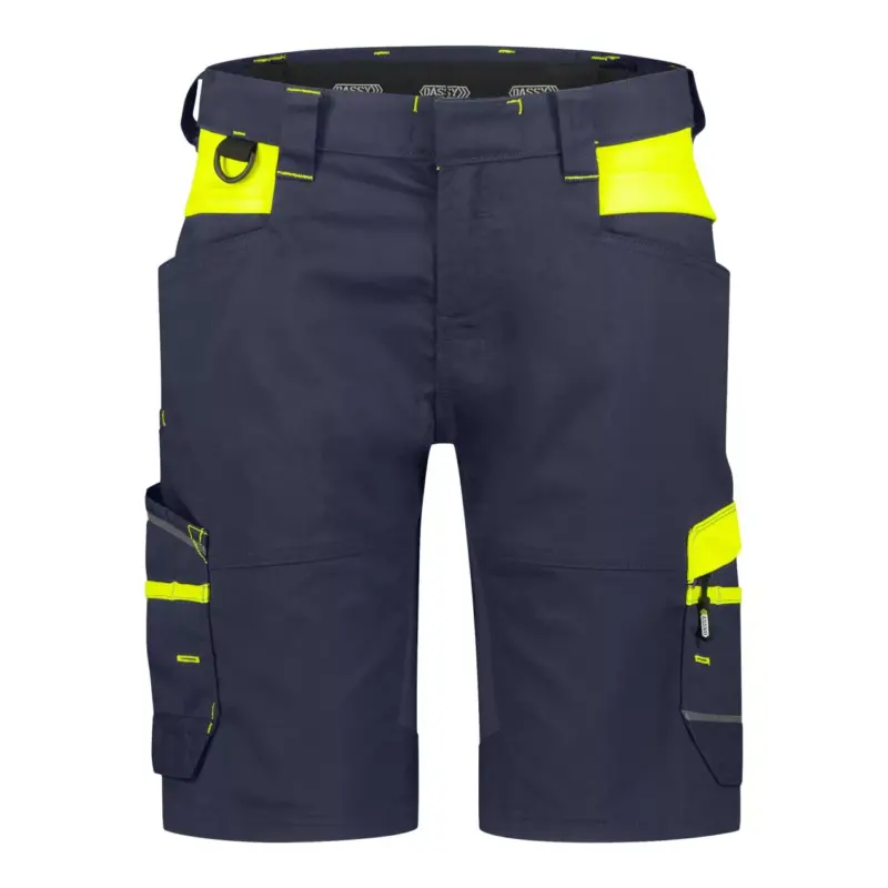 DASSY® MANILLA WOMEN (250110) ARBEITSSHORTS MIT STRETCH FÜR DAMEN nachtblau/neongelb