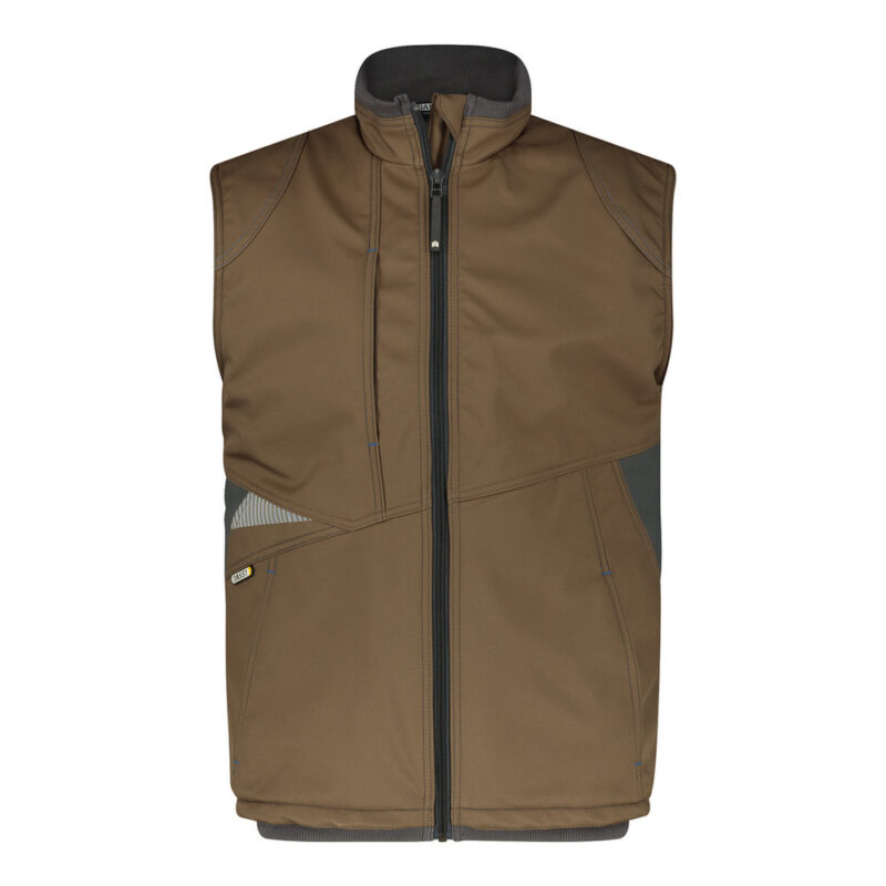 DASSY Fusion Next Softshell-Weste 350144 – LEHMBRAUN/ANTHRAZITGRAU – front