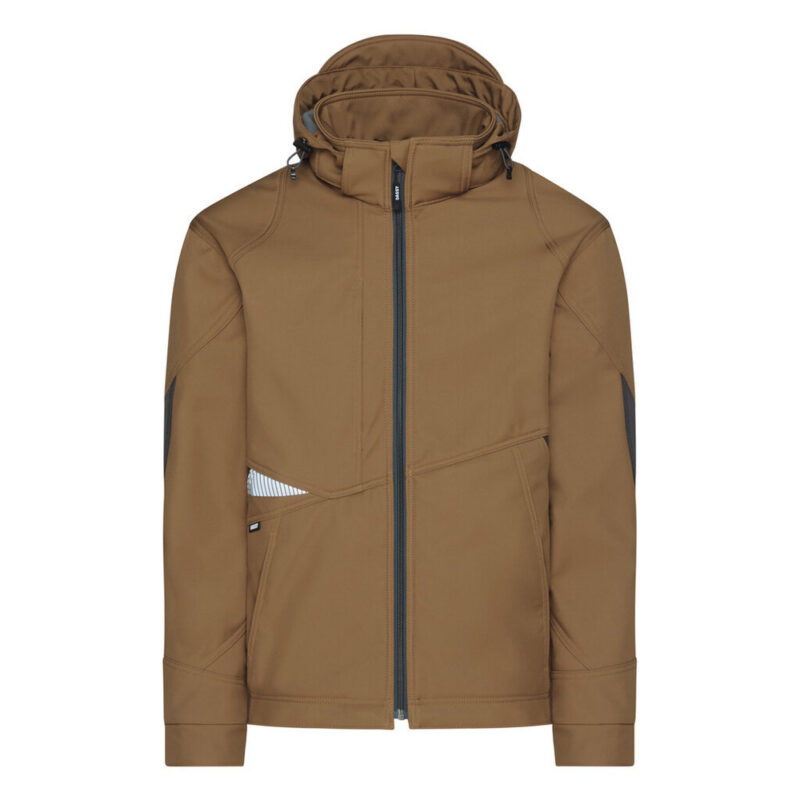 DASSY Gravity Next Softshell-Jacke 300574 – LEHMBRAUN/ANTHRAZITGRAU – front