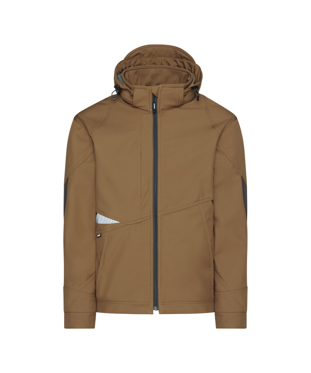 DASSY Gravity Next Softshell-Jacke 300574 – LEHMBRAUN/ANTHRAZITGRAU – front