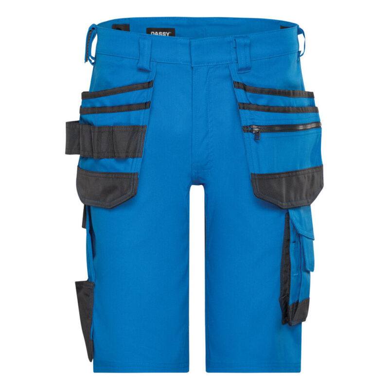 DASSY Trix Next Stretch-Arbeitsshorts mit Holstertaschen 250114 – AZURBLAU/ANTHRAZITGRAU – front