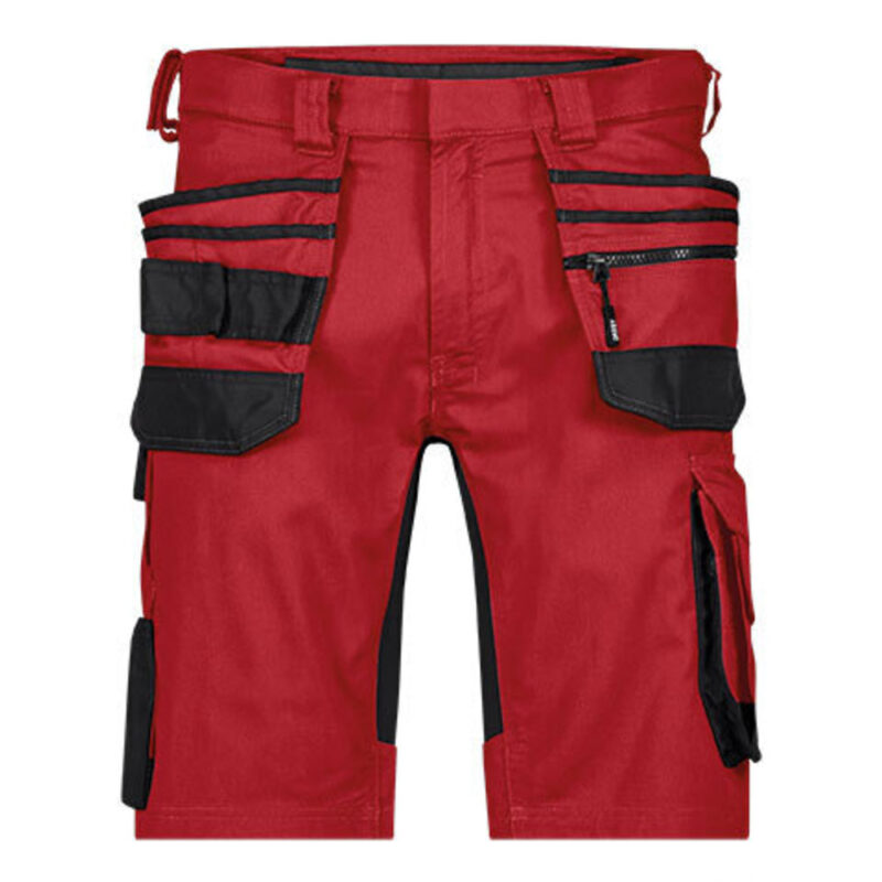 DASSY Trix Next Stretch-Arbeitsshorts mit Holstertaschen 250114 – ROT/SCHWARZ – front