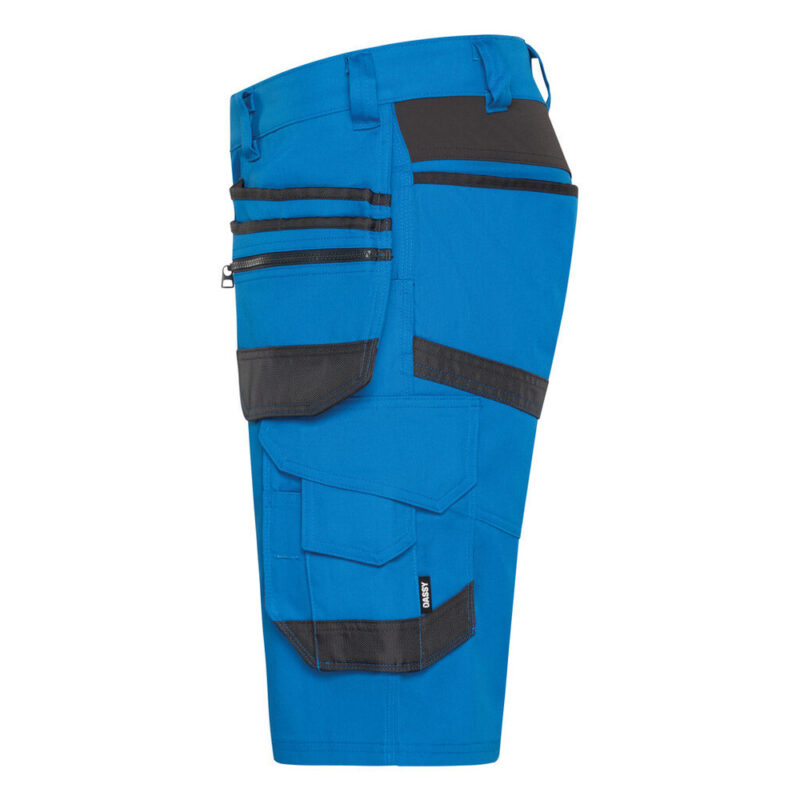 DASSY Trix Next Stretch-Arbeitsshorts mit Holstertaschen 250114 – AZURBLAU/ANTHRAZITGRAU – side