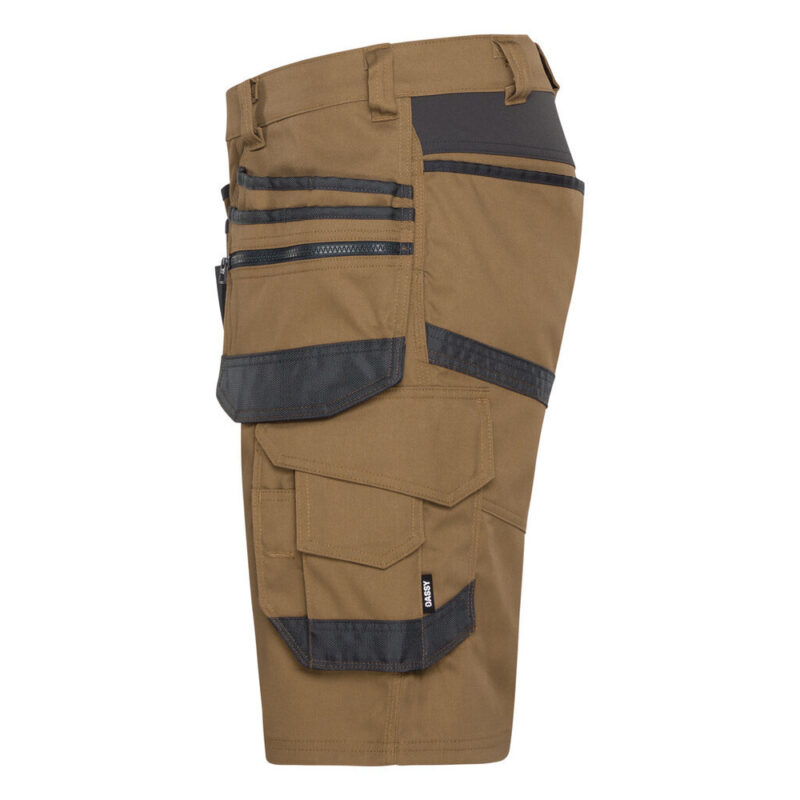 DASSY Trix Next Stretch-Arbeitsshorts mit Holstertaschen 250114 – LEHMBRAUN/ANTHRAZITGRAU – side