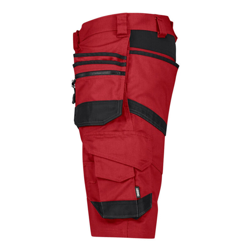 DASSY Trix Next Stretch-Arbeitsshorts mit Holstertaschen 250114 – ROT/SCHWARZ – side