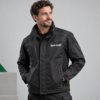 Neutrale Workwear mit „Dein Logo“ als DTF Blockout auf der linken Brust