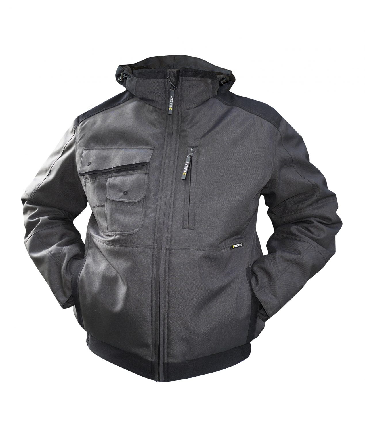 austin canvas winter jacket anthracite grey black front