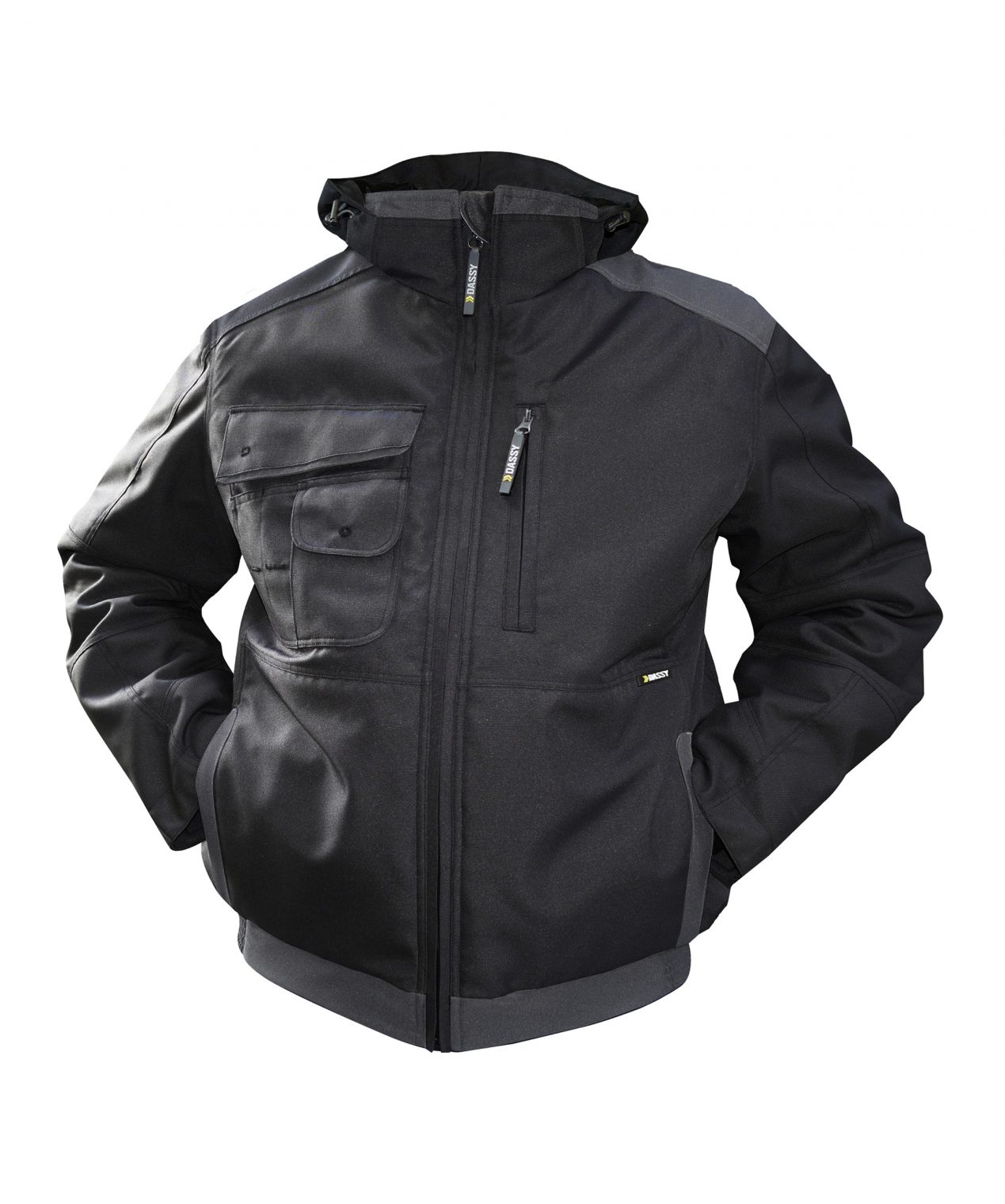 austin canvas winter jacket black anthracite grey front