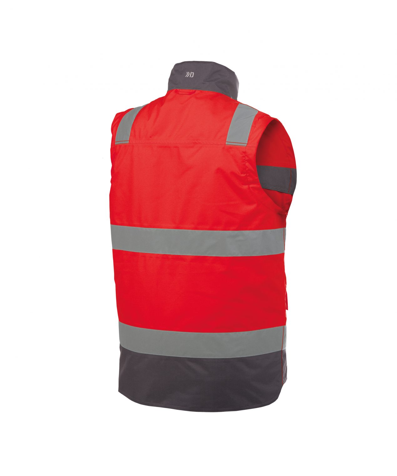 bilbao high visibility body warmer fluo red cement grey back