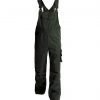 bolt canvas brace overall with knee pockets moss green black front