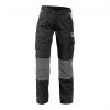 boston women two tone work trousers with knee pockets black cement grey front