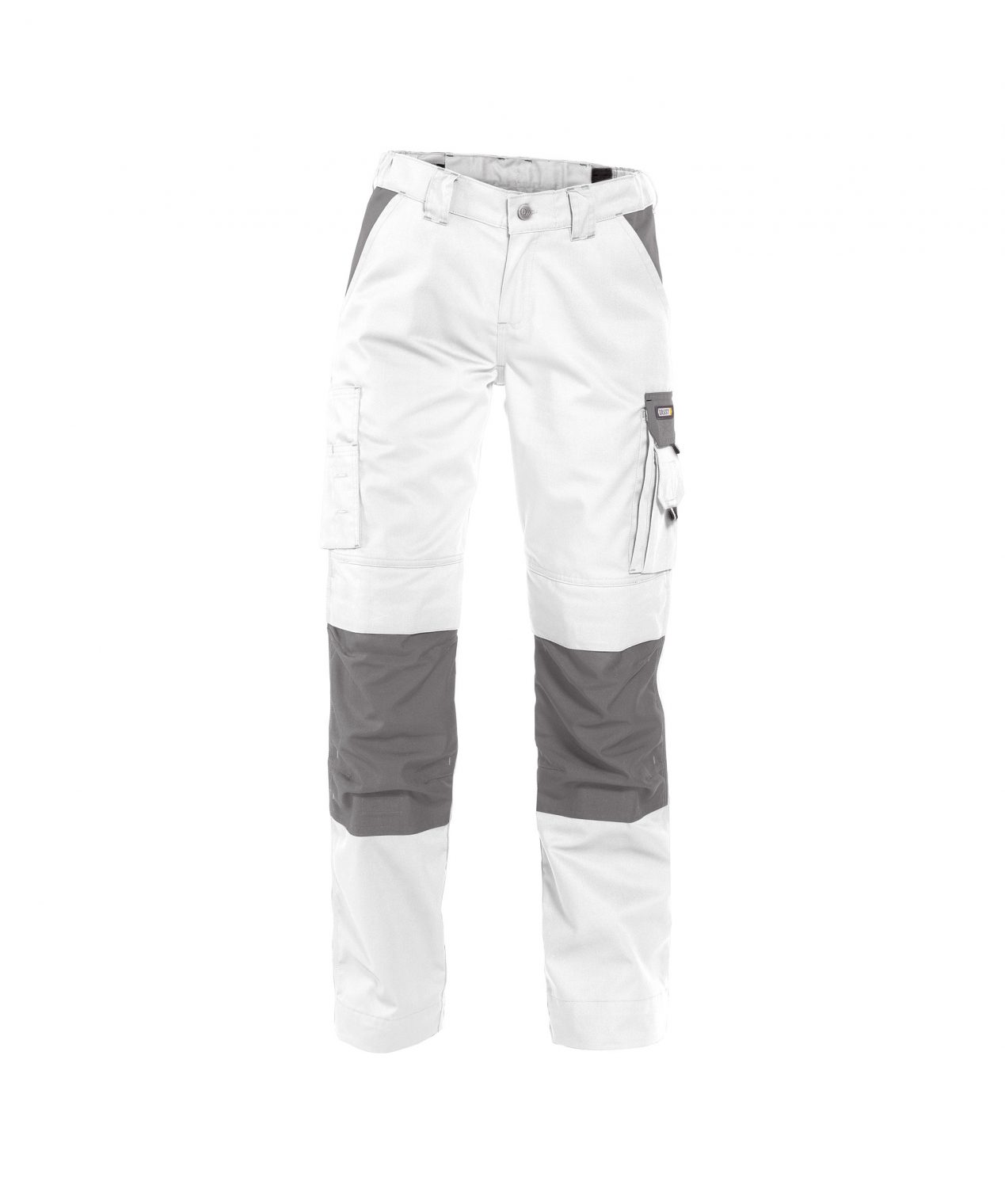 boston women two tone work trousers with knee pockets white cement grey front