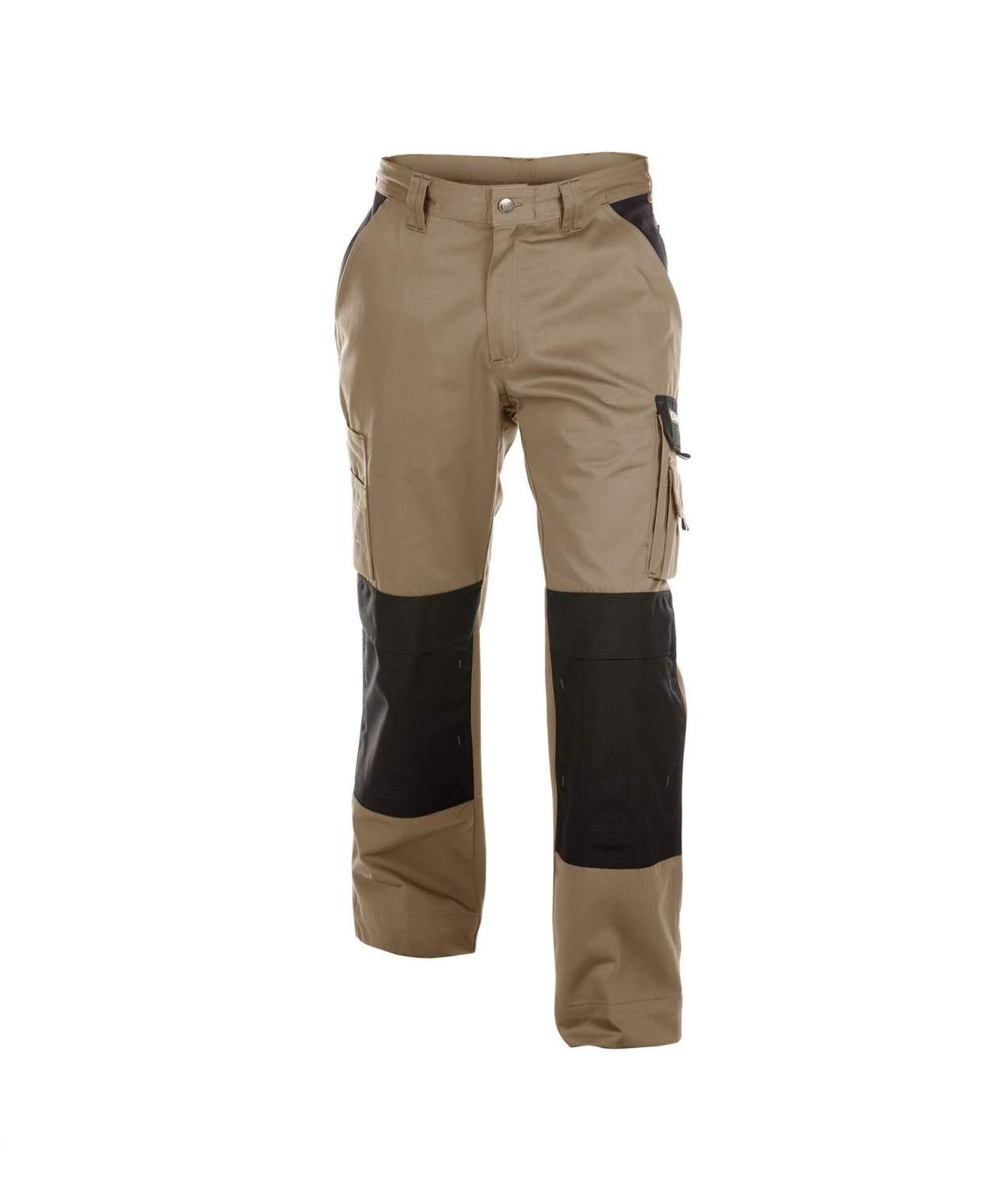 boston two tone work trousers with knee pockets beige black front