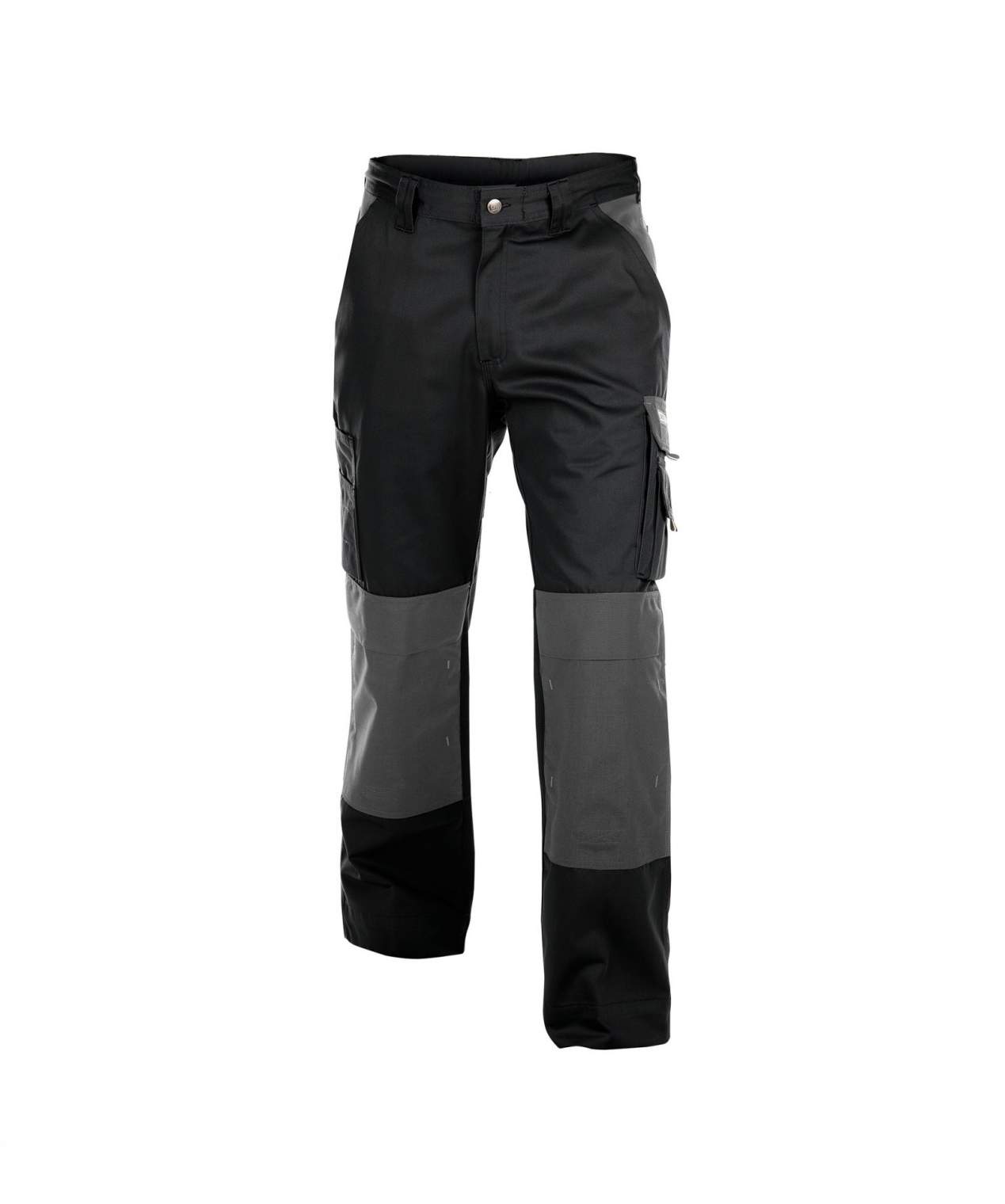 boston two tone work trousers with knee pockets black cement grey front