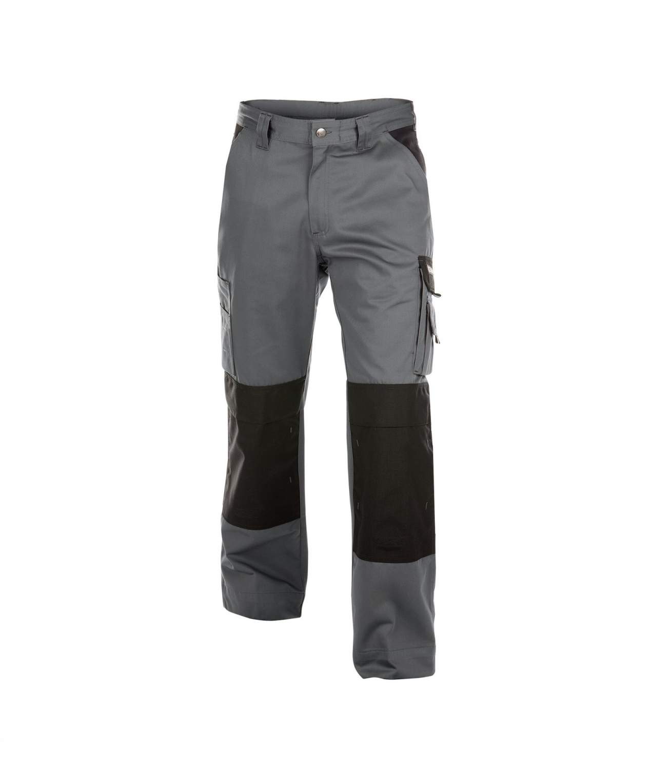 boston two tone work trousers with knee pockets cement grey black front