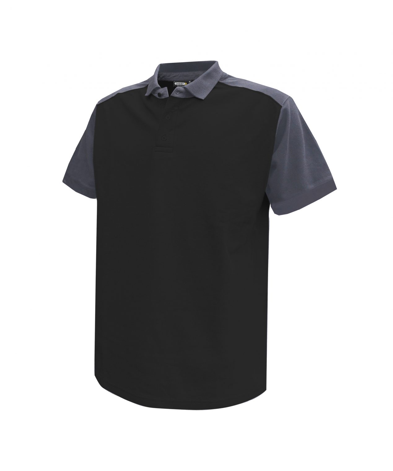 cesar two tone polo shirt black cement grey front