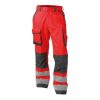 chicago high visibility work trousers with knee pockets fluo red cement grey front