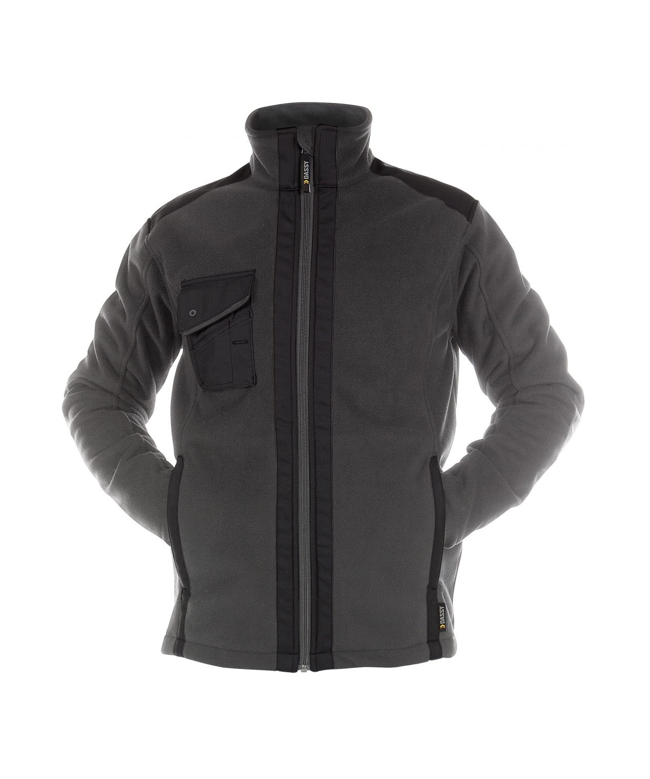 croft three layered fleece jacket anthracite grey black front