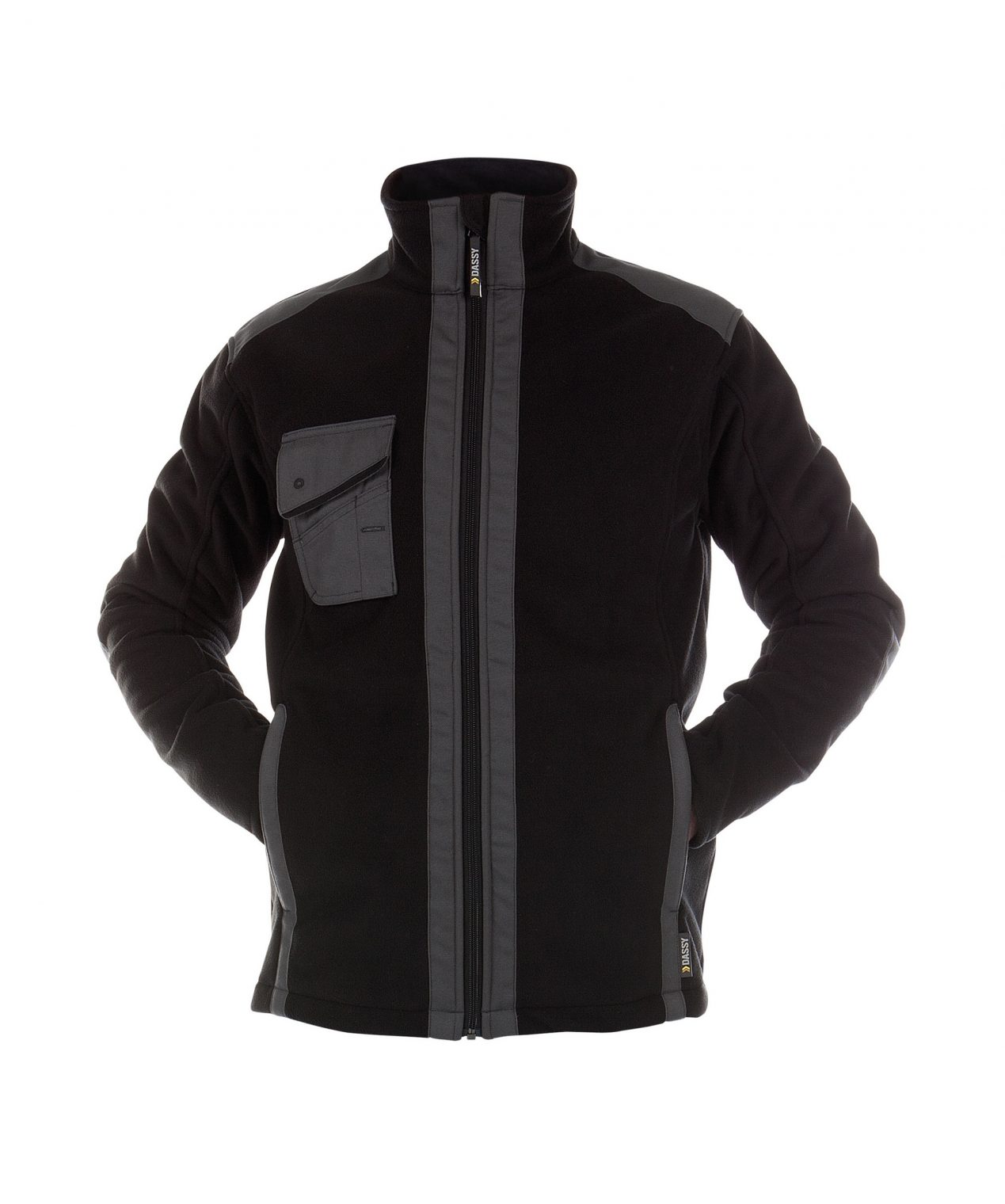 croft three layered fleece jacket black anthracite grey front