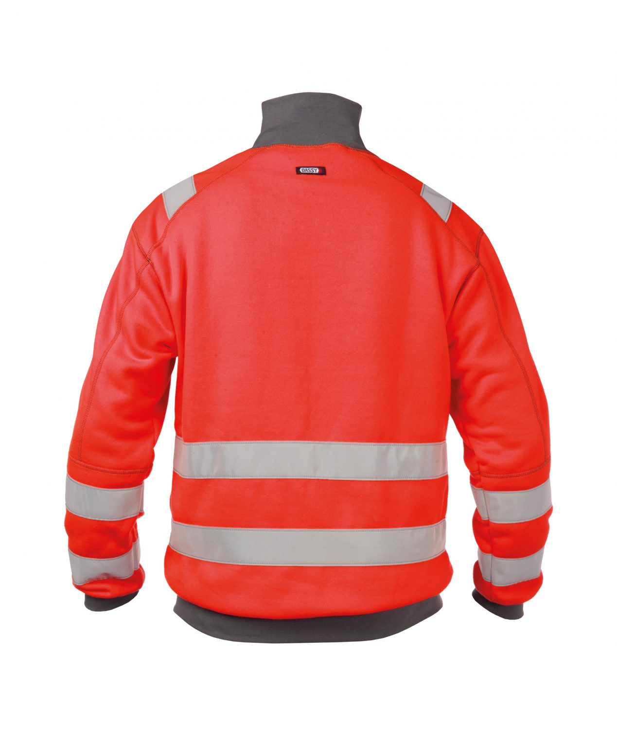 denver high visibility sweatshirt fluo red cement grey back