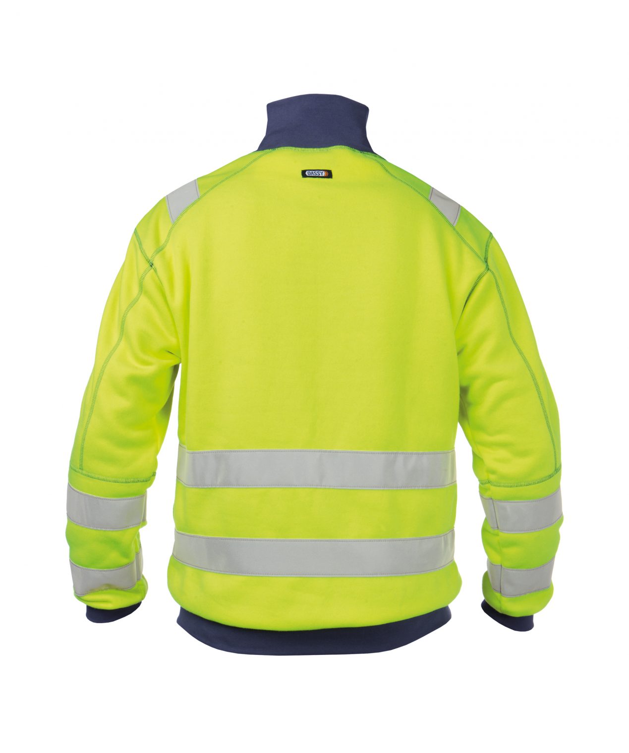 denver high visibility sweatshirt fluo yellow navy back