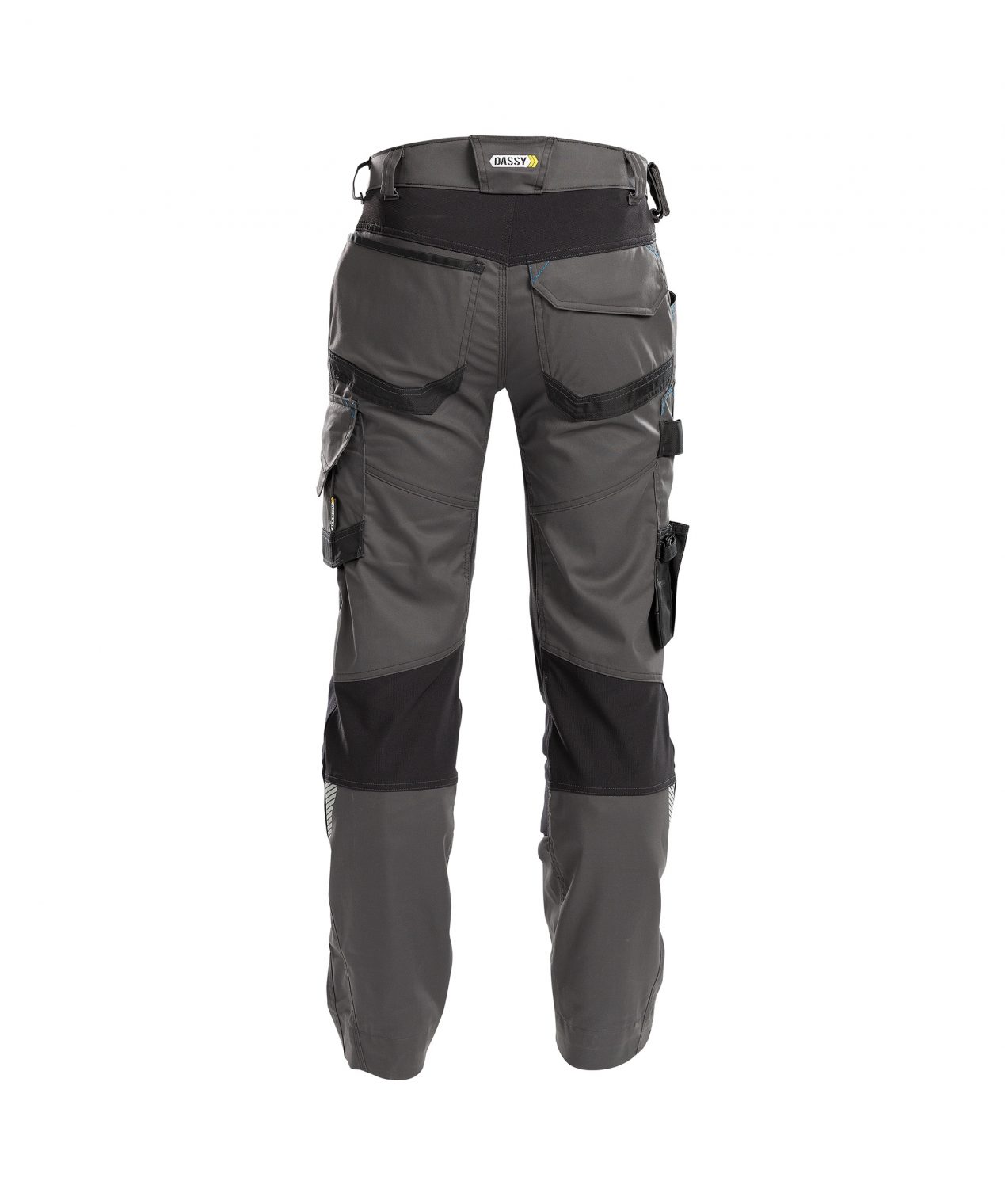 dynax work trousers with stretch and knee pockets anthracite grey black back