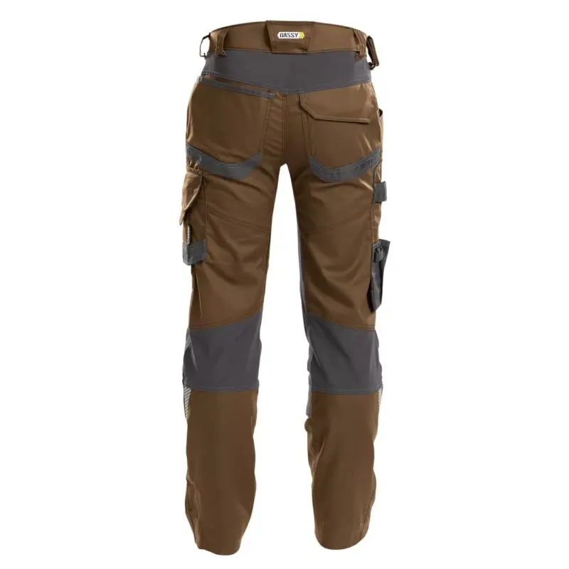 DASSY® Dynax Arbeitshose mit Stretch und Kniepolstertaschen lehmbraun back