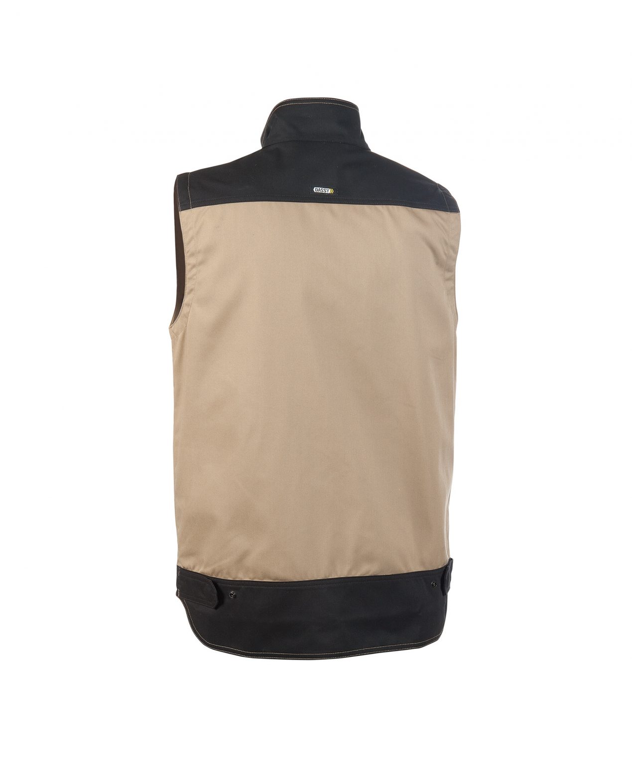 faro two tone sleeveless work jacket beige black back
