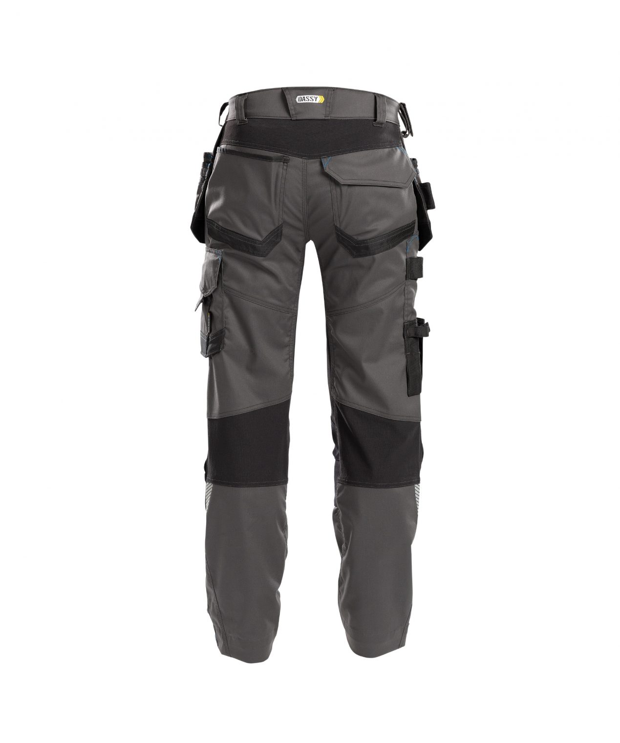 flux trousers with stretch holster and knee pockets anthracite grey black back