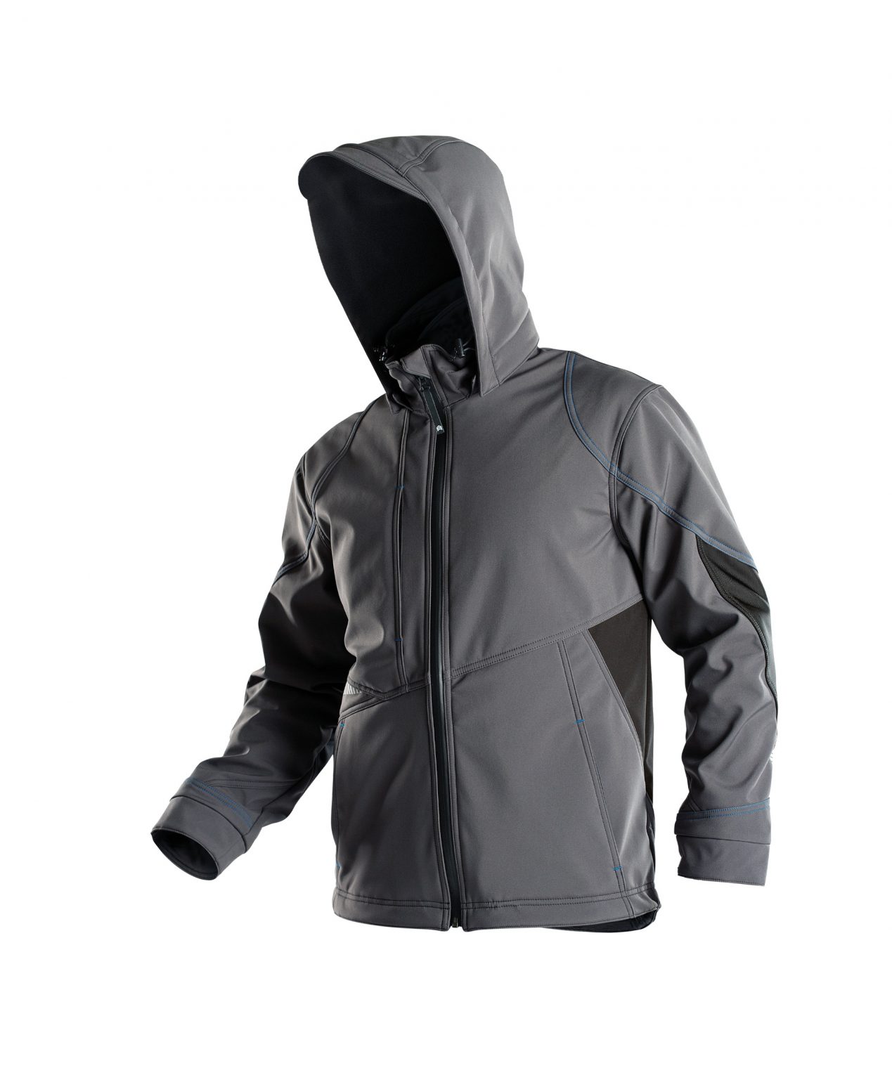 gravity softshell jacket anthracite grey black detail 2