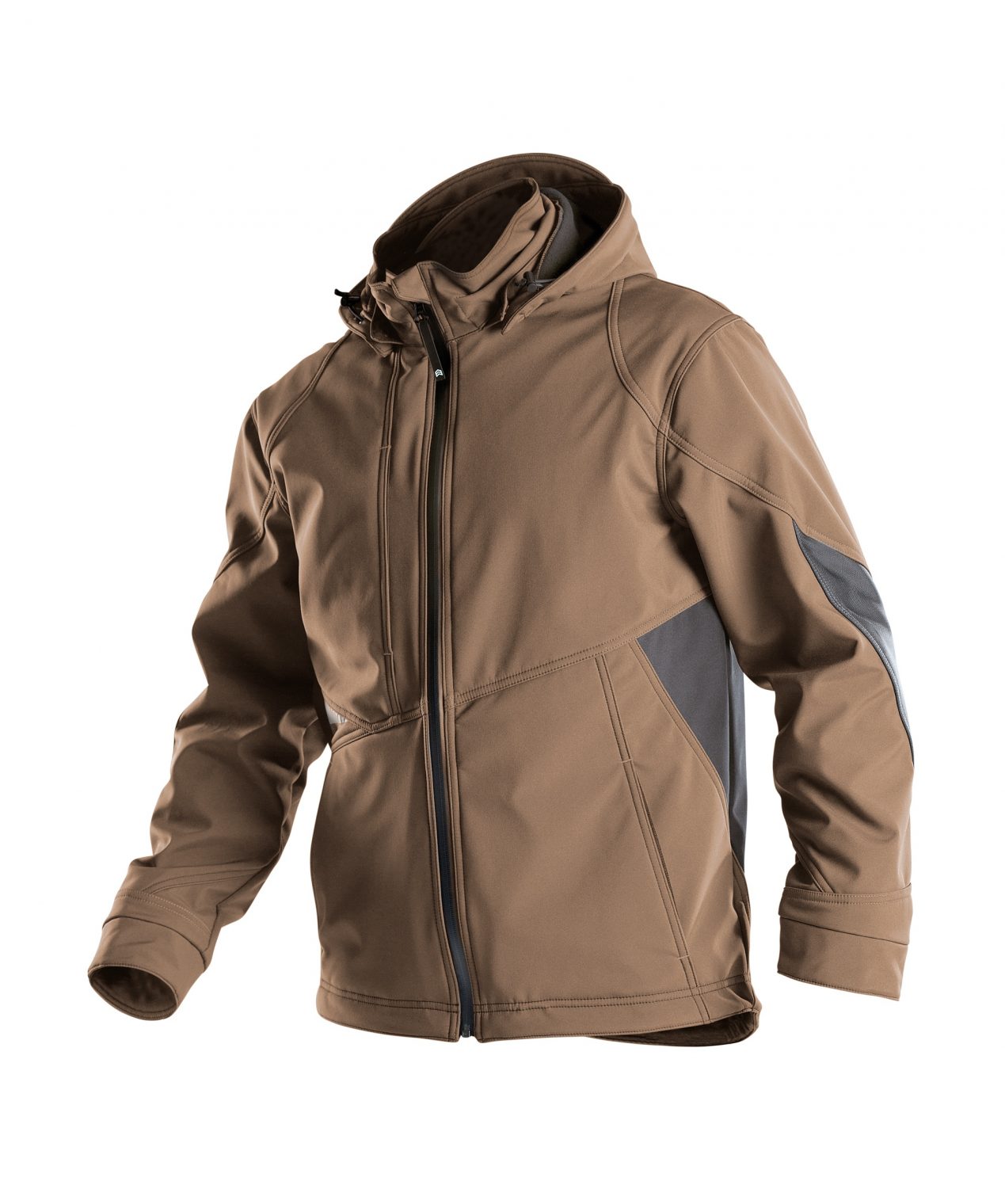gravity softshell jacket clay brown anthracite grey detail 2