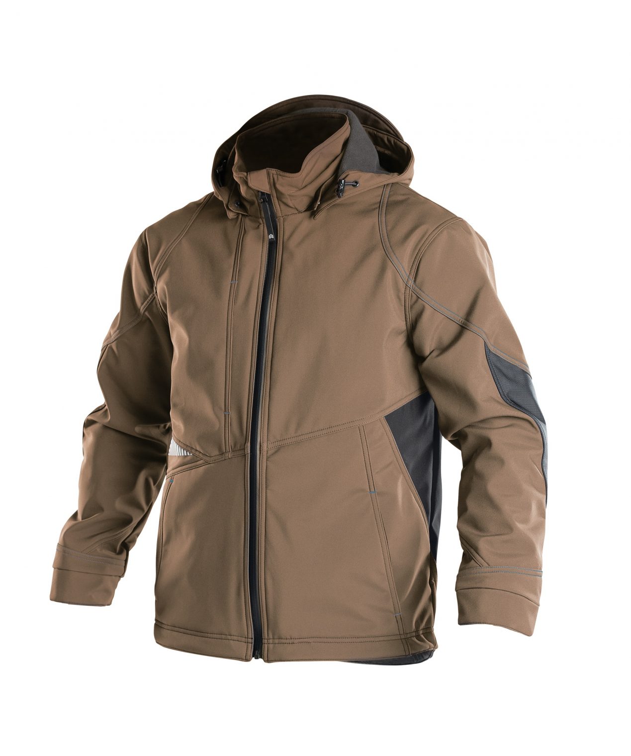 gravity softshell jacket clay brown anthracite grey front