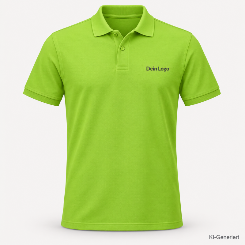 B&C My Polo 180 – PU424 – Farbe 986 - pixel lime – KI-generiertes Produktbild mit „Dein Logo“