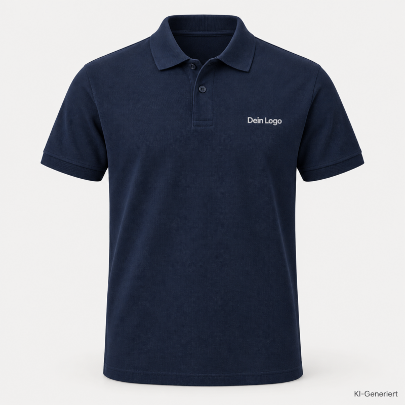 B&C My Polo 210 – PU426 – Farbe 003 - navy – KI-generiertes Produktbild mit „Dein Logo“