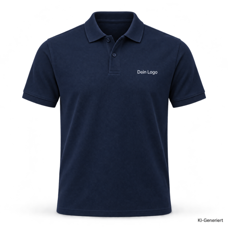 B&C My Polo 210 – PU426 – Farbe 009 - navy pure – KI-generiertes Produktbild mit „Dein Logo“