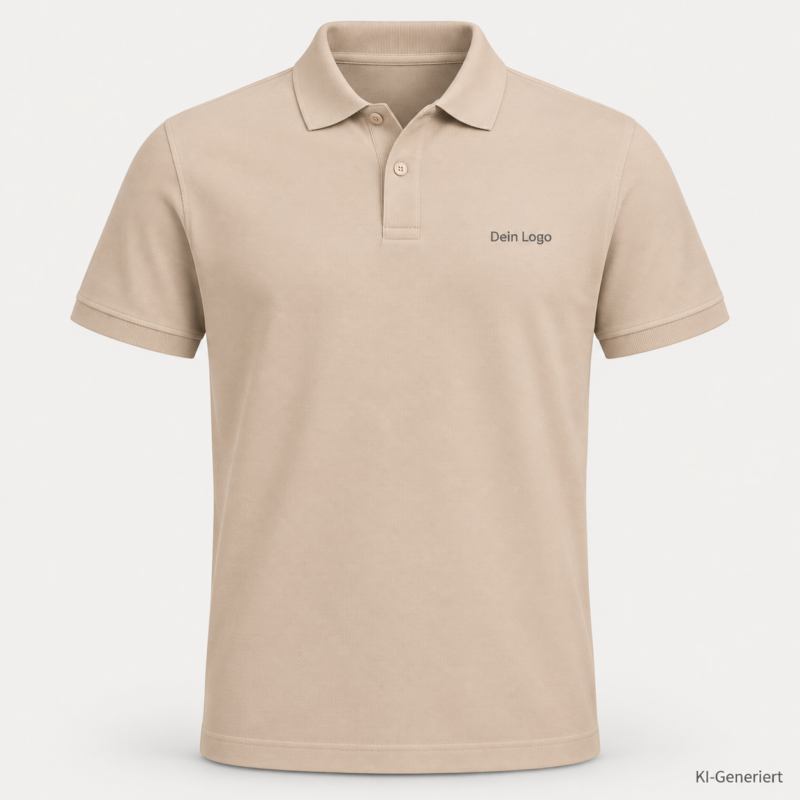 B&C My Polo 210 – PU426 – Farbe 307 - nude – KI-generiertes Produktbild mit „Dein Logo“