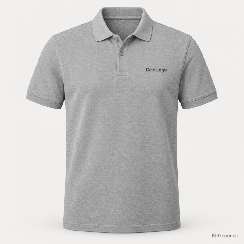 B&C My Polo 210 – PU426 – Farbe 620 - sport grey – KI-generiertes Produktbild mit „Dein Logo“