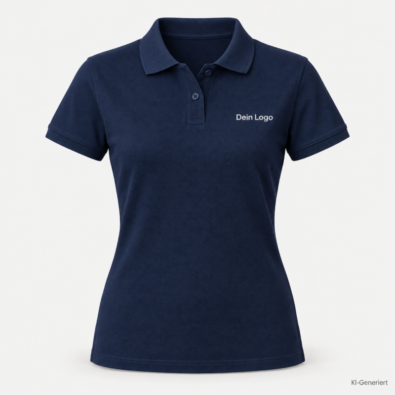B&C My Polo 180 /women – PW461 – Farbe 003 - navy – KI-generiertes Produktbild mit „Dein Logo“