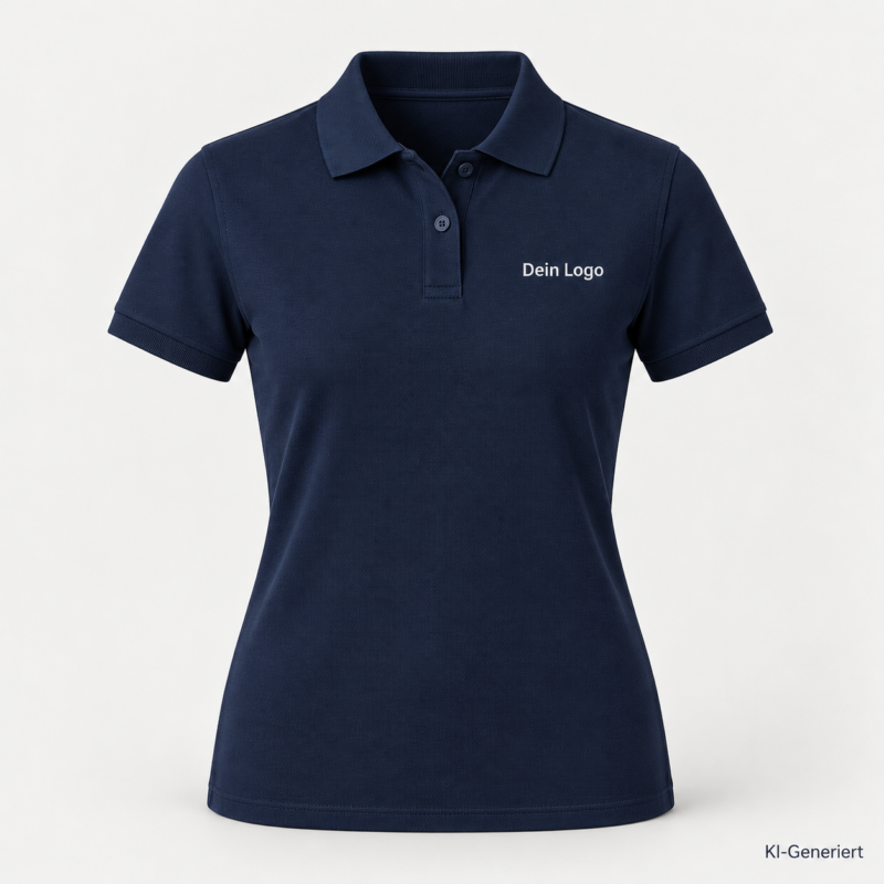 B&C My Polo 180 /women – PW461 – Farbe 009 - navy pure – KI-generiertes Produktbild mit „Dein Logo“
