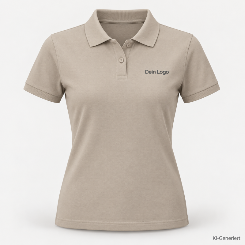 B&C My Polo 180 /women – PW461 – Farbe 121 - mastic – KI-generiertes Produktbild mit „Dein Logo“