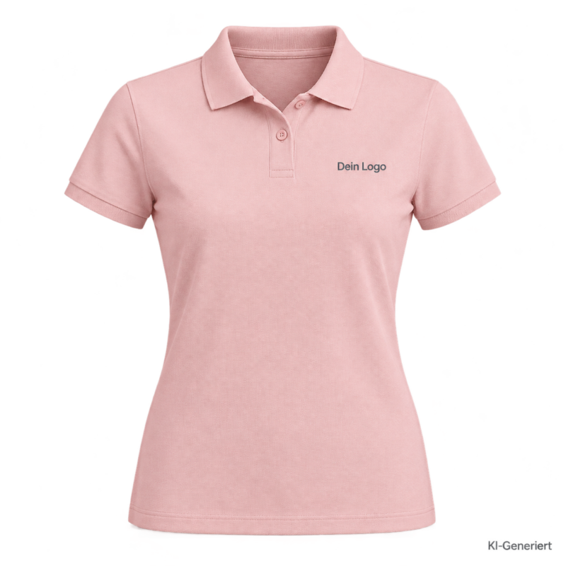 B&C My Polo 180 /women – PW461 – Farbe 299 - blush pink – KI-generiertes Produktbild mit „Dein Logo“
