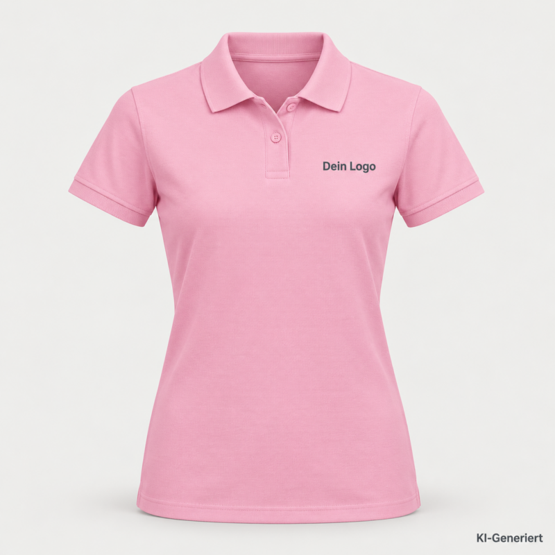 B&C My Polo 180 /women – PW461 – Farbe 313 - lotus pink – KI-generiertes Produktbild mit „Dein Logo“