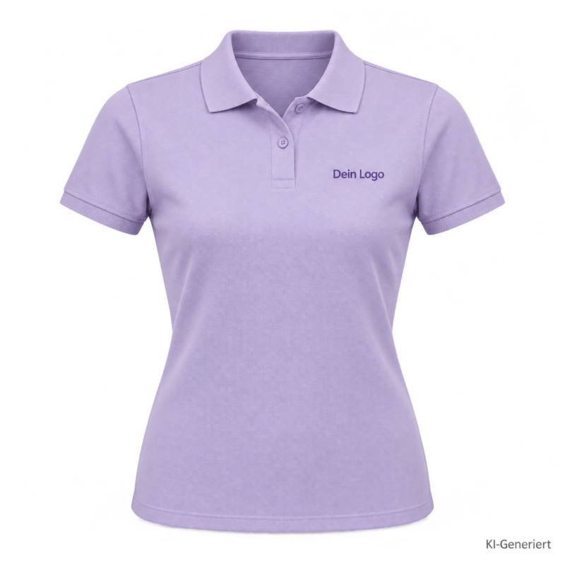 B&C My Polo 180 /women – PW461 – Farbe 339 - lavender – KI-generiertes Produktbild mit „Dein Logo“