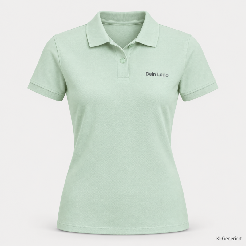 B&C My Polo 180 /women – PW461 – Farbe 504 - blush mint – KI-generiertes Produktbild mit „Dein Logo“