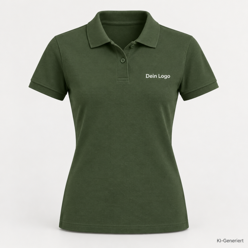 B&C My Polo 180 /women – PW461 – Farbe 531 - ivy green – KI-generiertes Produktbild mit „Dein Logo“