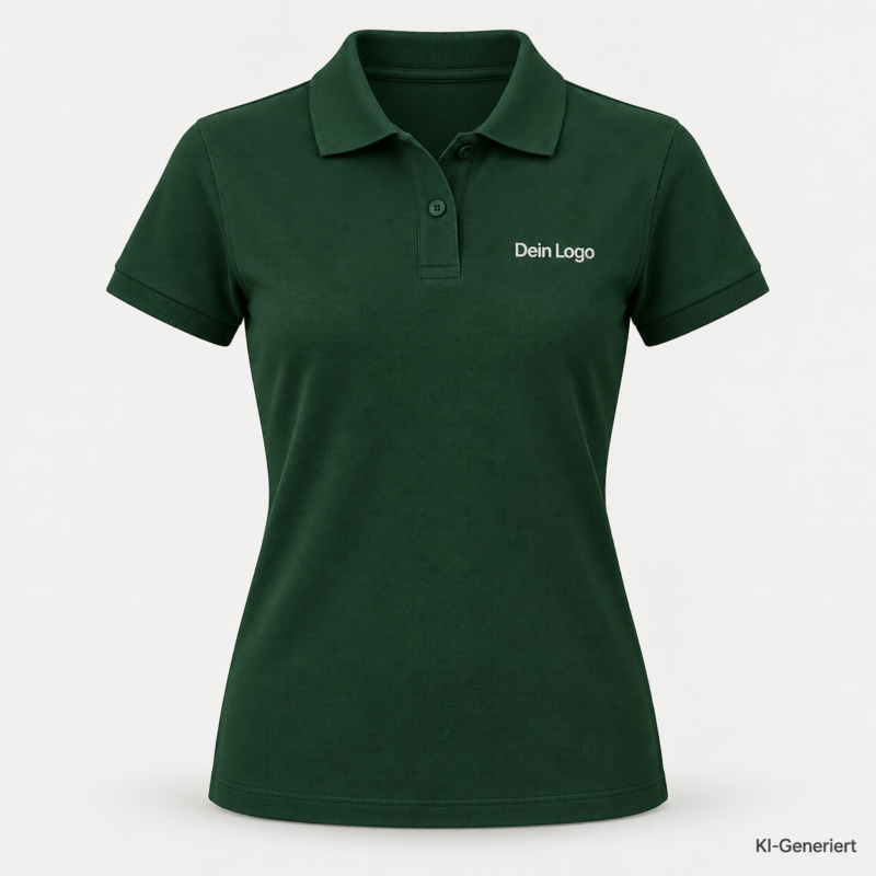 B&C My Polo 180 /women – PW461 – Farbe 547 - dark forest – KI-generiertes Produktbild mit „Dein Logo“
