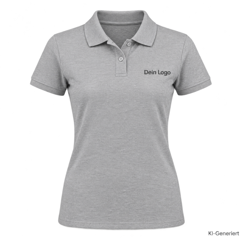 B&C My Polo 180 /women – PW461 – Farbe 620 - sport grey – KI-generiertes Produktbild mit „Dein Logo“
