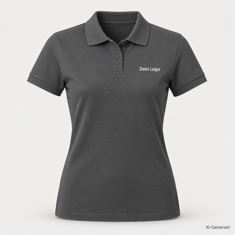B&C My Polo 180 /women – PW461 – Farbe 670 - dark grey – KI-generiertes Produktbild mit „Dein Logo“
