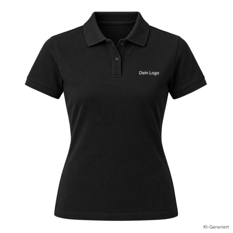 B&C My Polo 210 /women – PW463 – Farbe 002 - black – KI-generiertes Produktbild mit „Dein Logo“